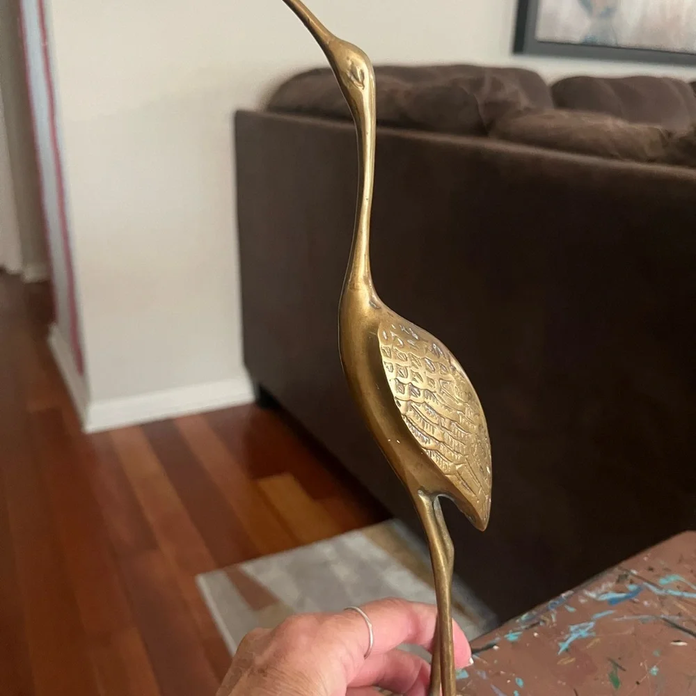 Vintage Elegant Gold Crane Figurine - Picture 4 of 7